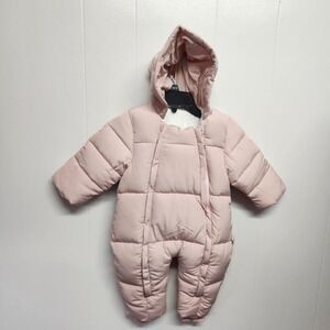 Murmurbear Baby Snowsuit Pink 18-24 Months Hooded Bunting Removable Fur Mittens